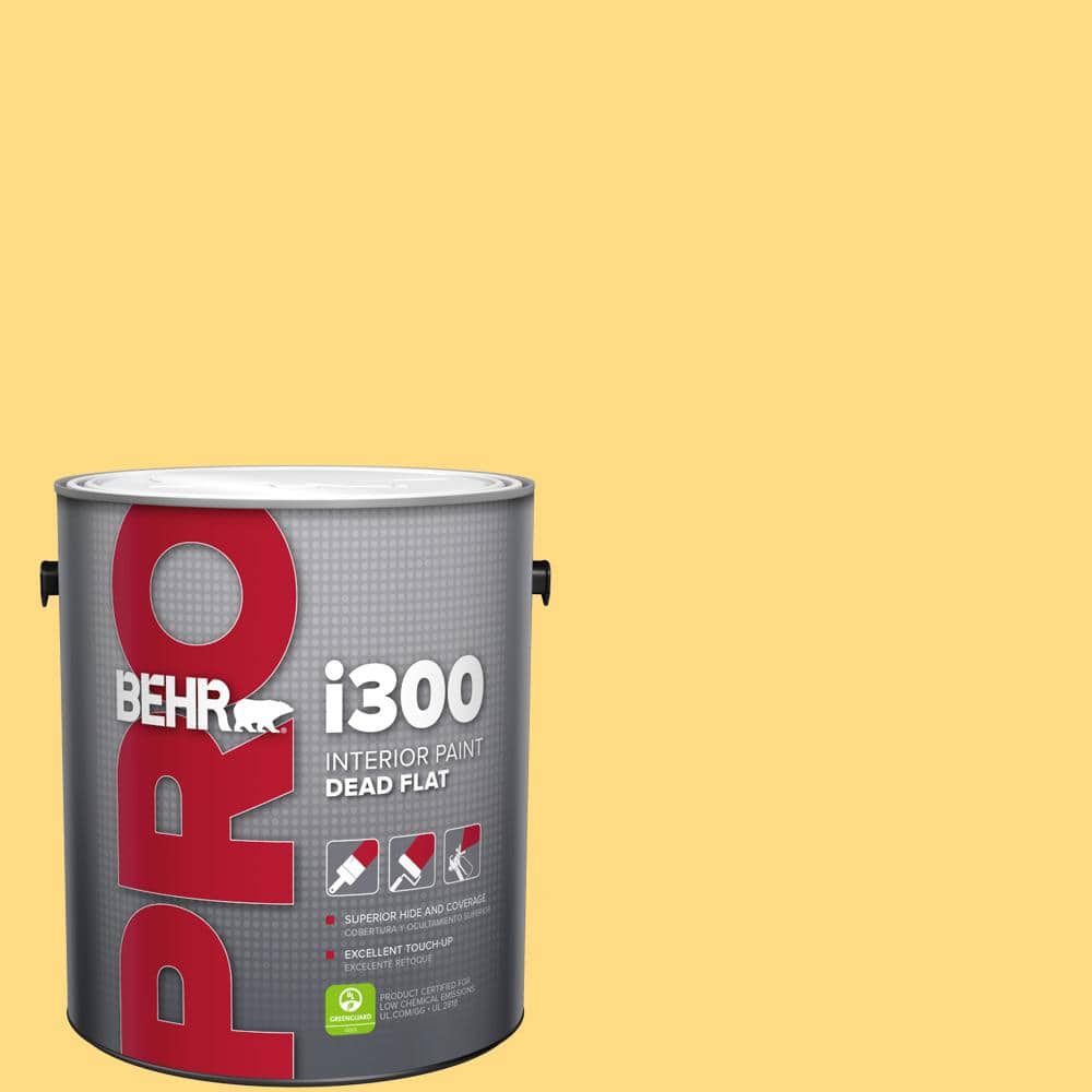 BEHR PRO 1 gal. #P290-4 Spirited Yellow Dead Flat Interior Paint