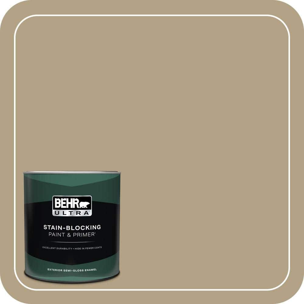 BEHR ULTRA 1 qt. #PPU8-07 Chamois Tan Semi-Gloss Enamel Exterior Paint & Primer