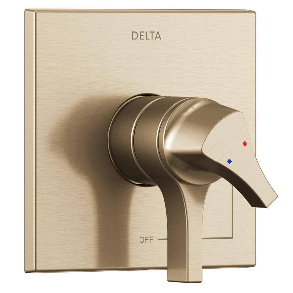 Delta Zura Gold 1-Handle Wall Mount Shower Faucet Trim Kit with H2Okinetic Spray (Valve Not Included) (2)