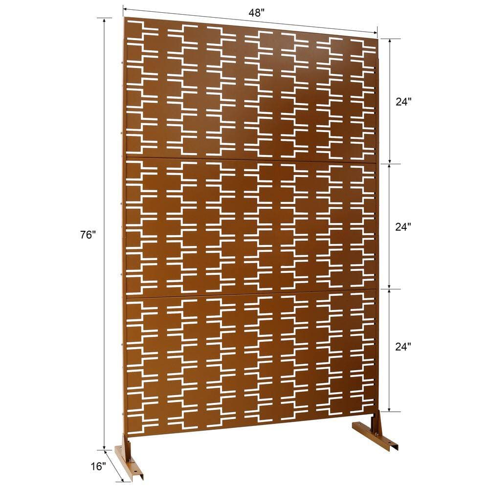 cadeninc 4ft. x 6.33ft. Brown Outdoor and Indoor Freestanding Metal Privacy Screen Fence Panels for Outside Garden(not Composite) (2)