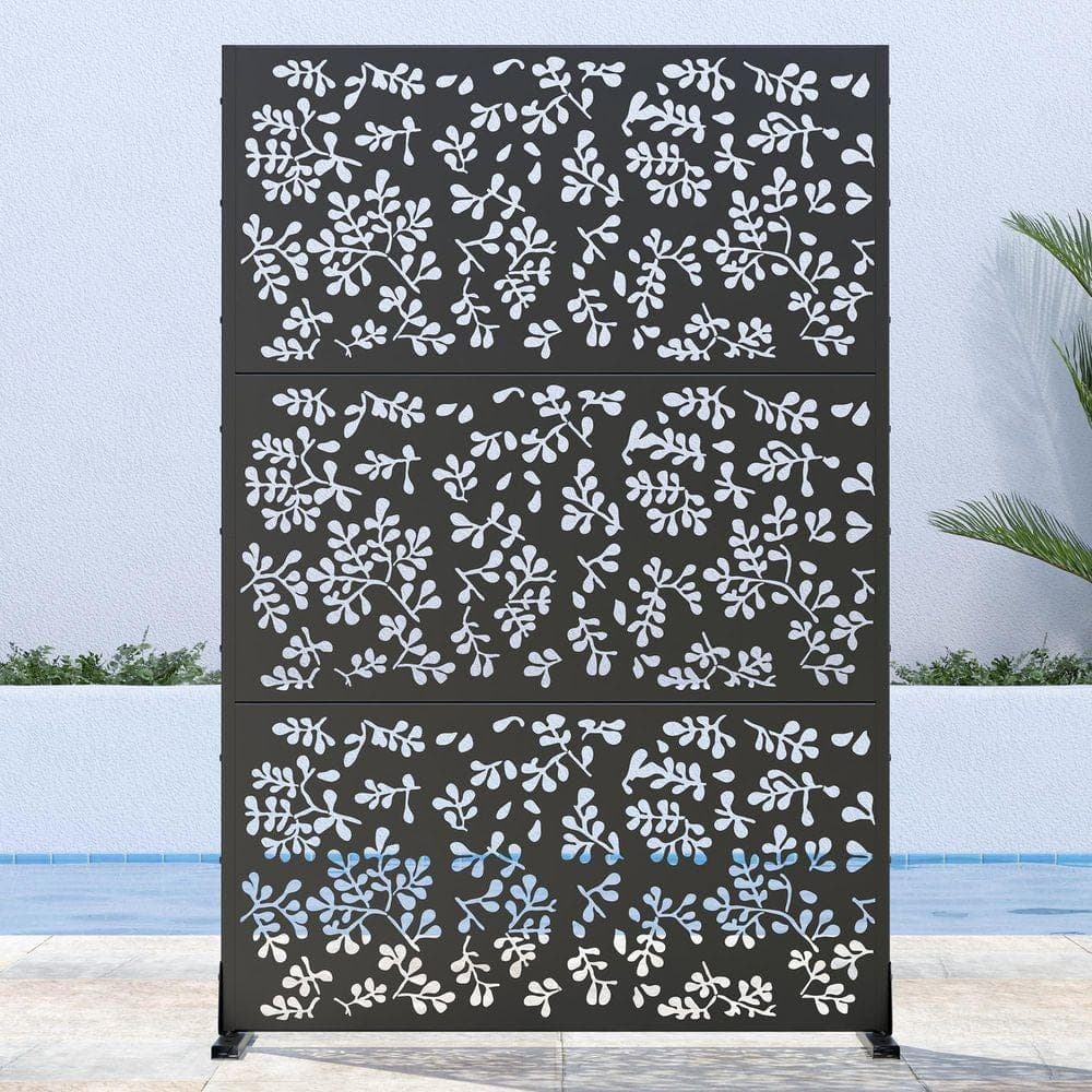 PexFix 72 in. x 47 in. Black Outdoor Metal Galvanized Privacy Screen Fence Garden Panels (1)