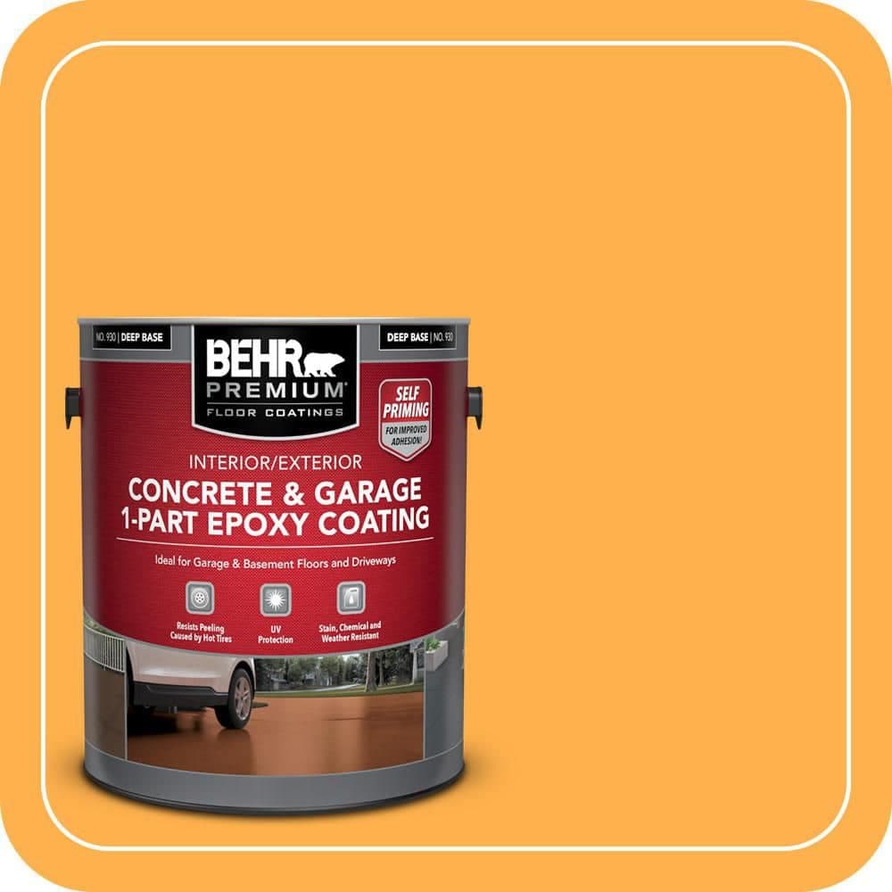 BEHR PREMIUM 1 gal. #P250-6 Splendor Gold Self-Priming 1-Part Epoxy Satin Interior/Exterior Concrete and Garage Floor Paint (1)