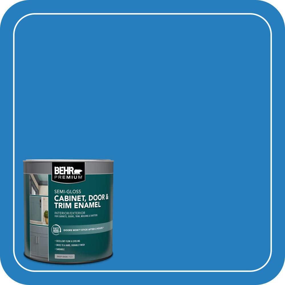 BEHR PREMIUM 1 qt. #P510-6 Brilliant Blue Semi-Gloss Enamel Interior/Exterior Cabinet, Door & Trim Paint