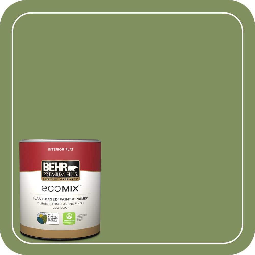 BEHR PREMIUM PLUS 1 qt. #PPU10-03 Green Energy Flat EcoMix Plant-Based Interior Paint & Primer (1)