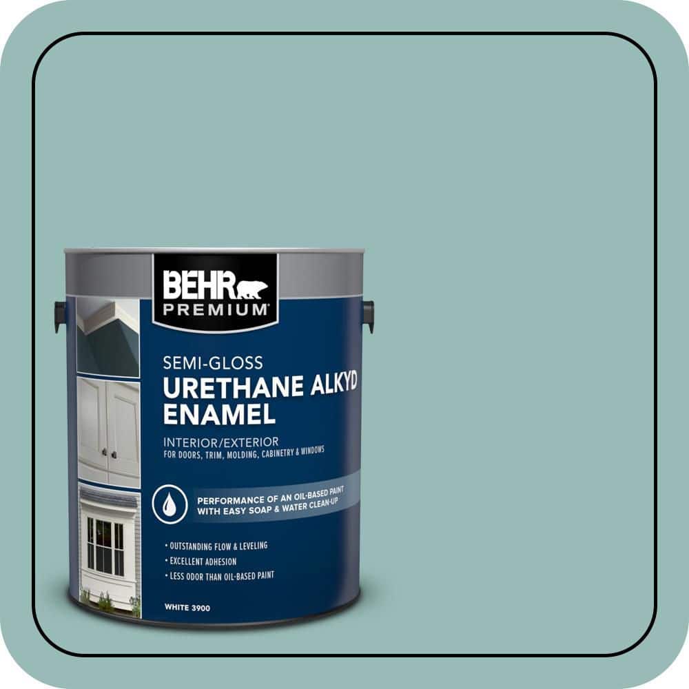 BEHR PREMIUM 1 gal. #PPU12-06 Lap Pool Blue Urethane Alkyd Semi-Gloss Enamel Interior/Exterior Paint (1)