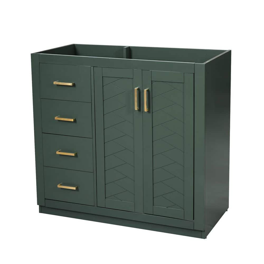 Noble House Denvix 35.3 in. W Modern Freestanding Bath Vanity Cabinet without Top with 3 Drawers and Soft Closing Doors (1)