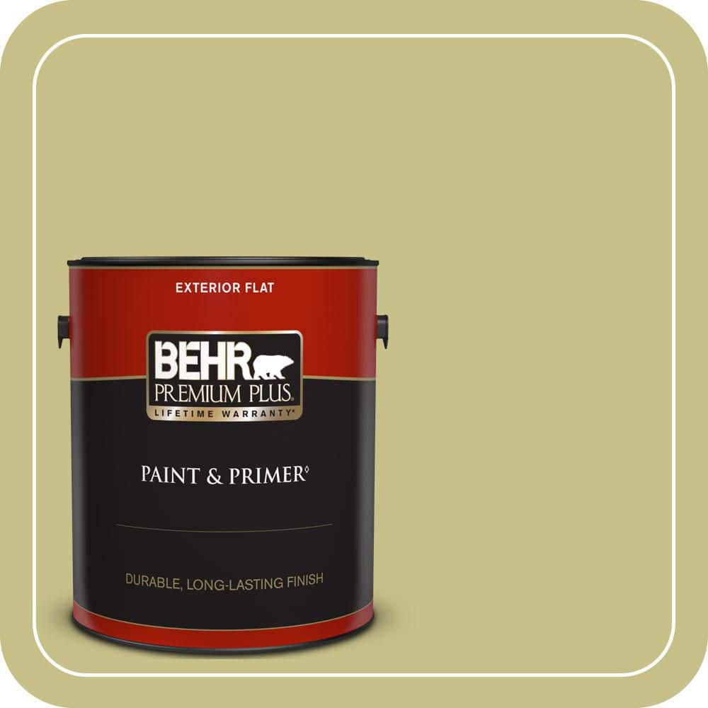 BEHR PREMIUM PLUS 1 gal. #PPU9-11 Wheat Grass Flat Exterior Paint & Primer (3)