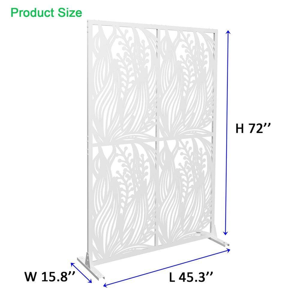 Unbranded White Leaf Shape Metal Privacy Fence Screen Divider with Free Standing Decorative for Balcony Patio Garden Poolside (3)