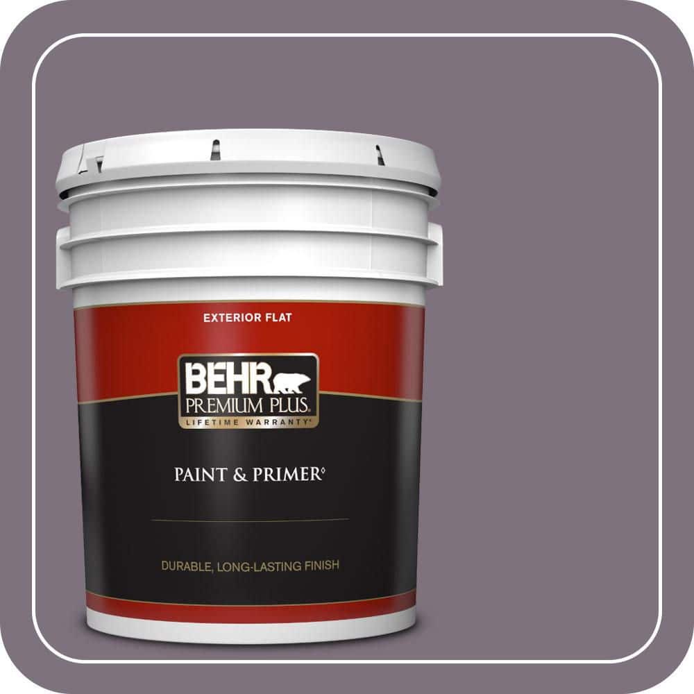 BEHR PREMIUM PLUS 5 gal. #N100-5 Plush Velvet Flat Exterior Paint & Primer