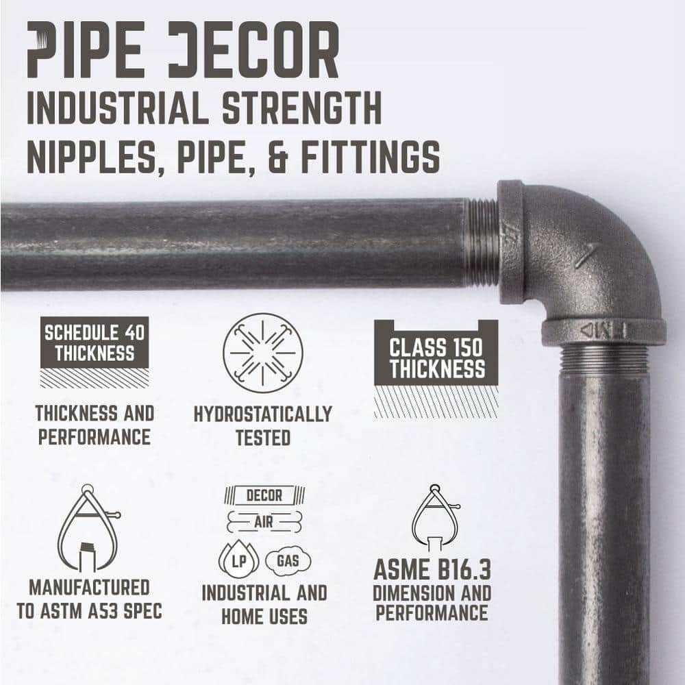 PIPE DECOR 1/2 in. Black Pipe 12 in. L Wall Mounted Shelf Bracket Kit (6-Pack) (2)