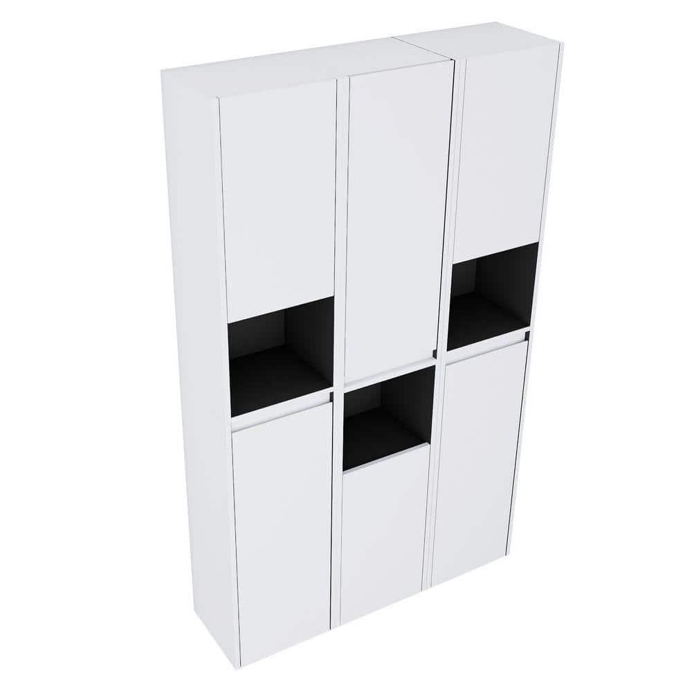 ARTCHIRLY 35.43 in. W x 9.81 in. D x 59 in. H Bathroom Storage Wall Cabinet in White (3)