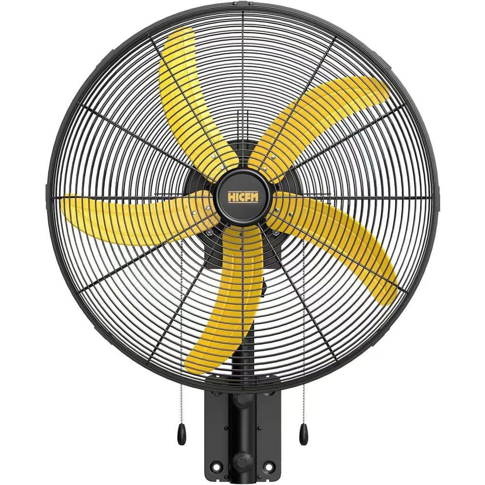 Atemomen 20 in. Oscillating Wall Fan, 4800 CFM High Velocity Industrial Heavy Duty Shop Fans in Yellow with 3-Speed setting