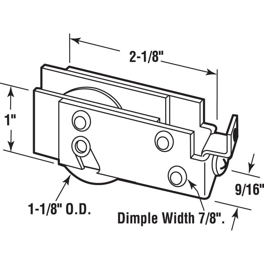 Prime-Line 1-1/8 in., Steel, Sliding Door Roller Assembly with F-Tab (2)