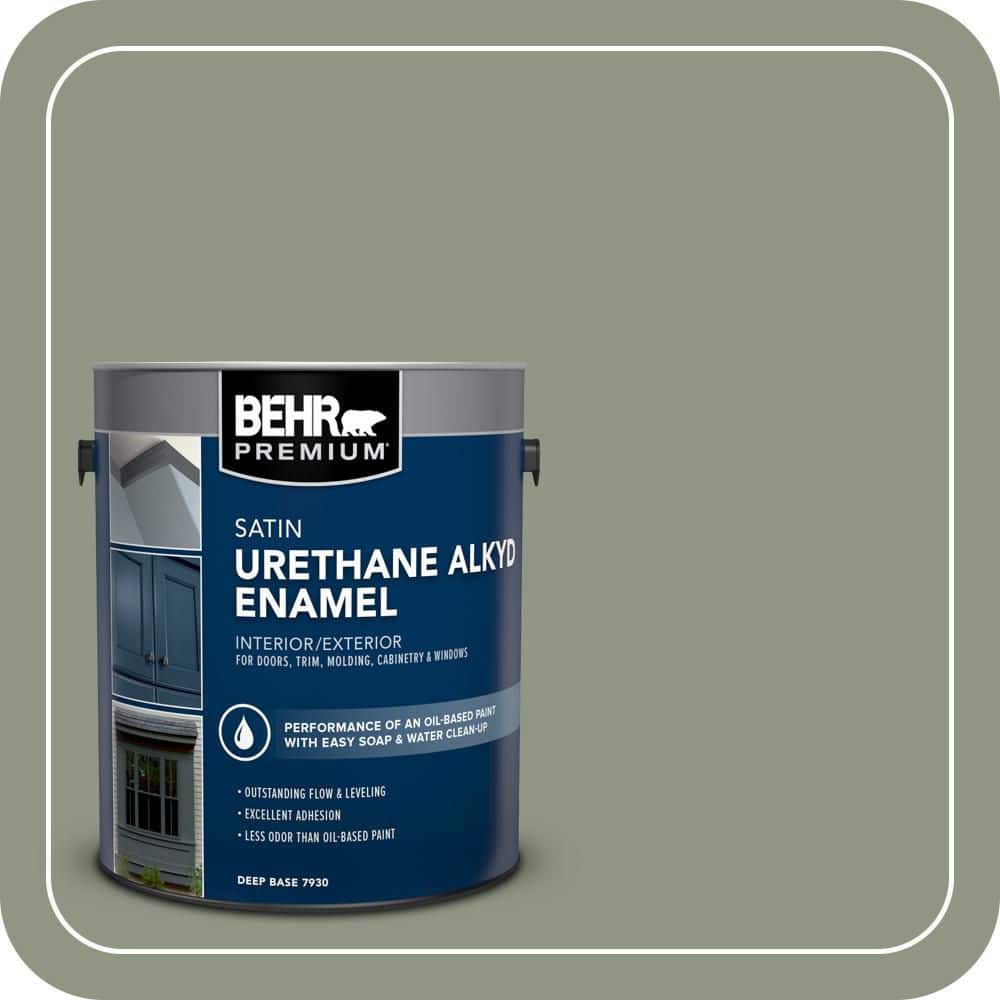 BEHR PREMIUM 1 gal. #PPU11-17 Hillside Green Urethane Alkyd Satin Enamel Interior/Exterior Paint (1)