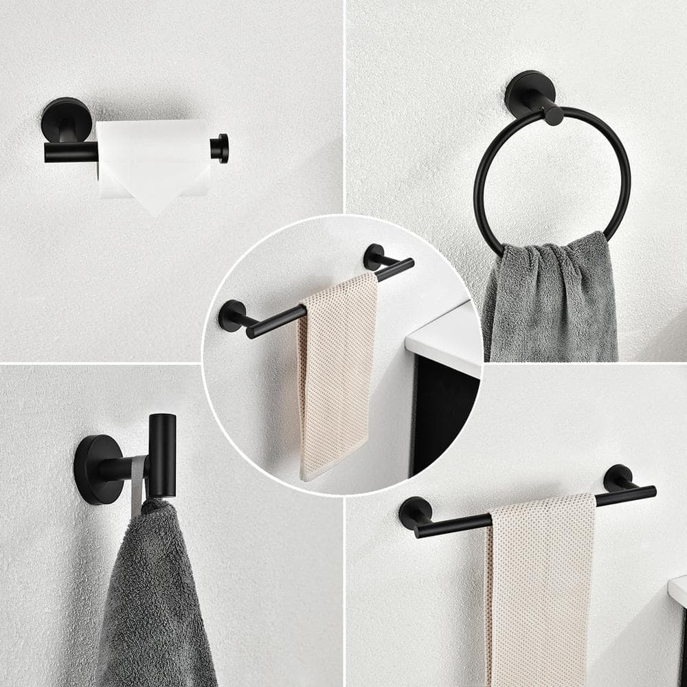 Unbranded 6-Piece Bath Hardware with Towel Bar Towel Hook Toilet Paper Holder and Towel Ring Set (2)