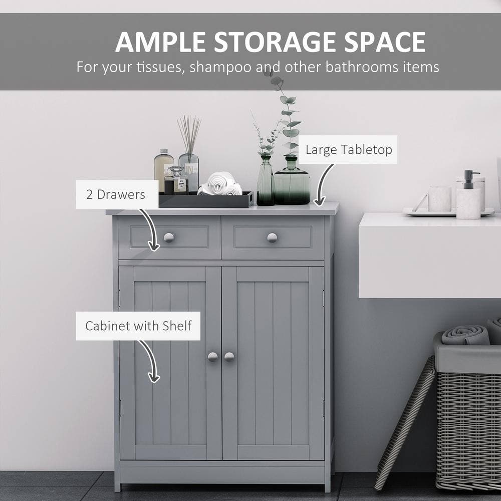 COWLOWN 23.50 in. W x 11.75 in. D x 29.50 in. H Gray Linen Cabinet with 2-Doors, 2-Drawers and Adjustable Shelf (3)
