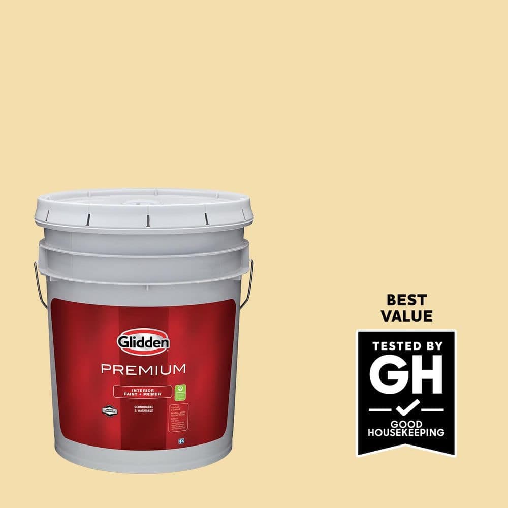 Glidden Premium 5 gal. PPG1209-3 Dusty Yellow Eggshell Interior Paint