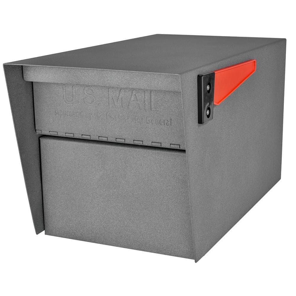 Mail Boss Mail Manager Street Safe X2 Rear Locking Mailbox Combo Kit, Surface Mount Post, Granite, 2-Compartment Security Cluster (2)