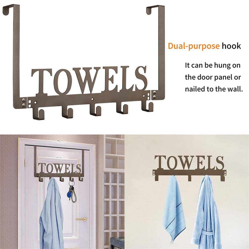 Cubilan Over-the-Door Mounted Bathroom Towel Robe J-Hook Wall Mounted Towel Holder in Coffee (3)