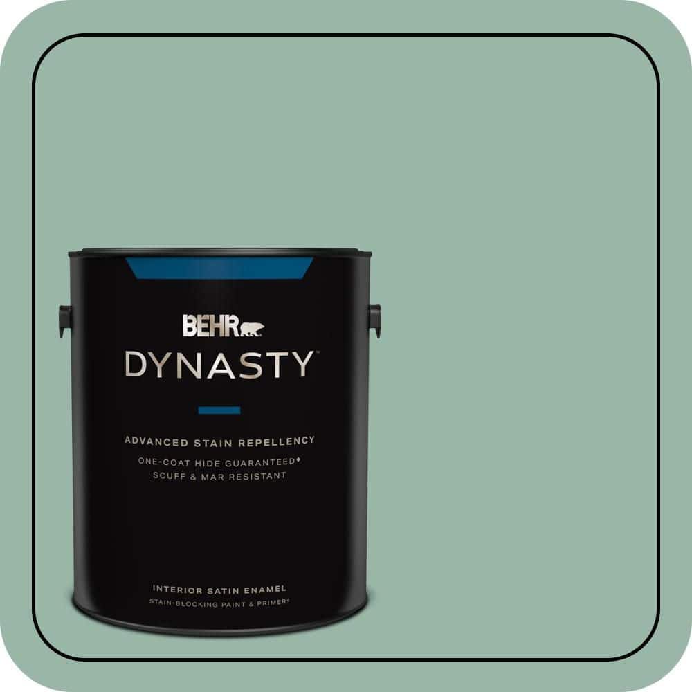 BEHR DYNASTY 1 gal. #S420-3 Nile River One-Coat Hide Satin Enamel Interior Stain-Blocking Paint & Primer