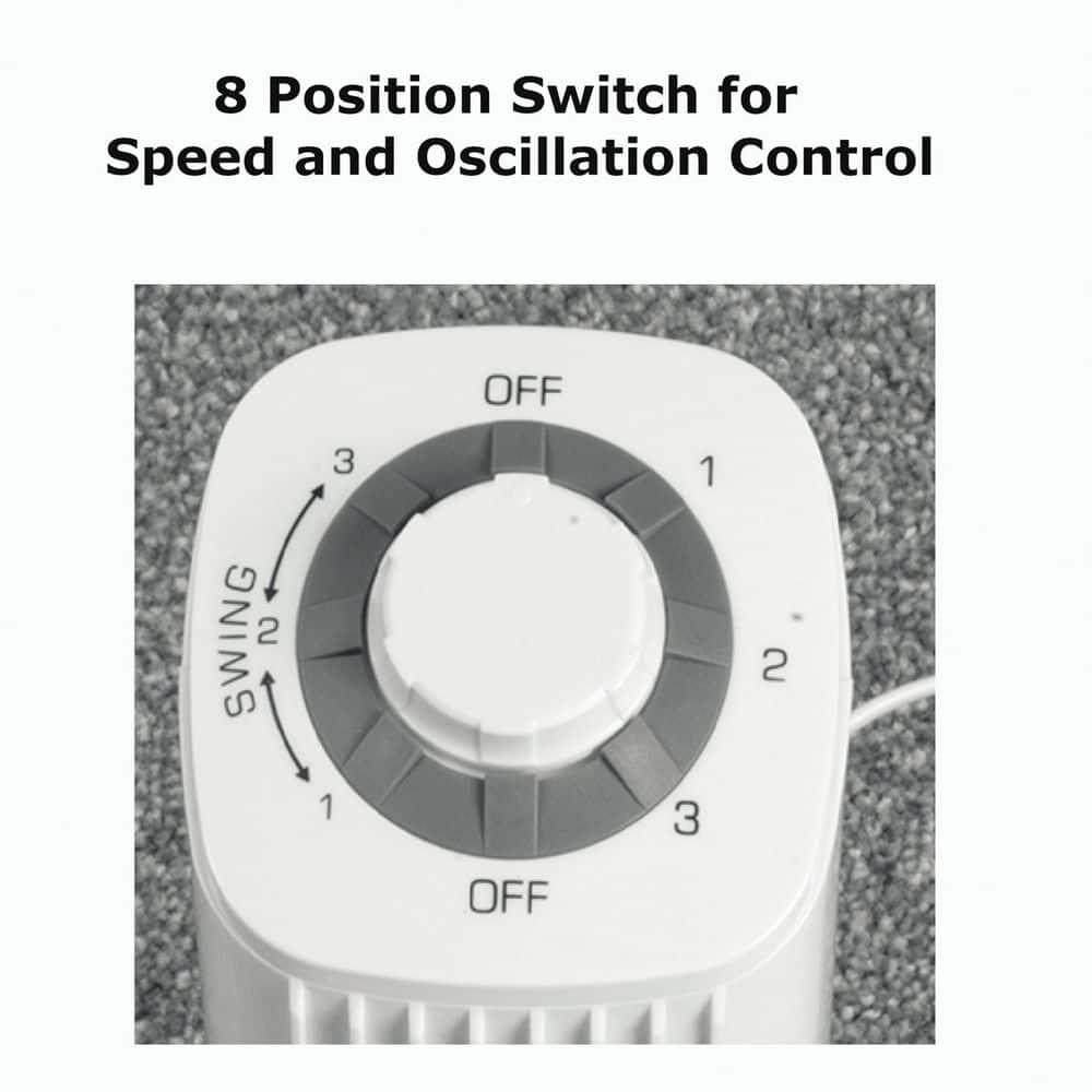Optimus F-7348WH 14 Inch Portable Ultra-Slim Desktop Tower Fan in White (3)