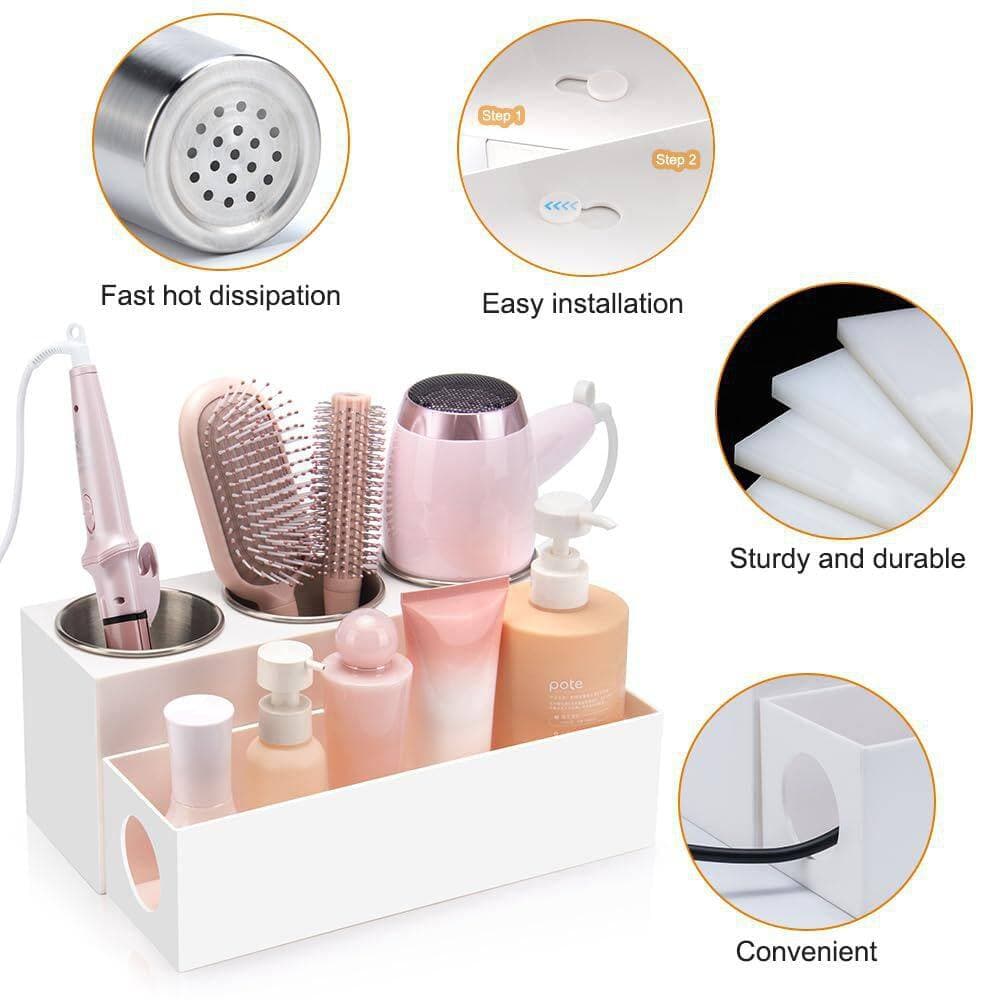 Numhew White Acrylic Hair Tool Organizer Hair Styling Accessories Hot Tools Organizer Hair Dryer, Blow Dryer, Curling Iron (3)