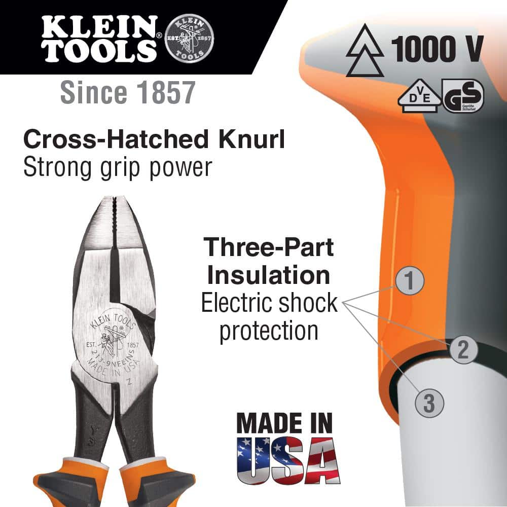 Klein Tools Insulated Pliers, Slim Handle Side Cutters, 8-Inch (2)