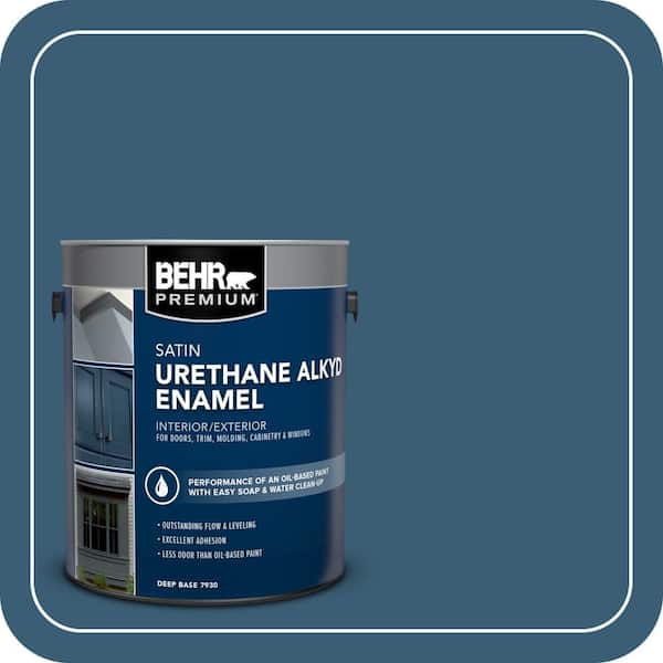 BEHR PREMIUM 1 gal. #S490-7 Superior Blue Urethane Alkyd Satin Enamel Interior/Exterior Paint (2)