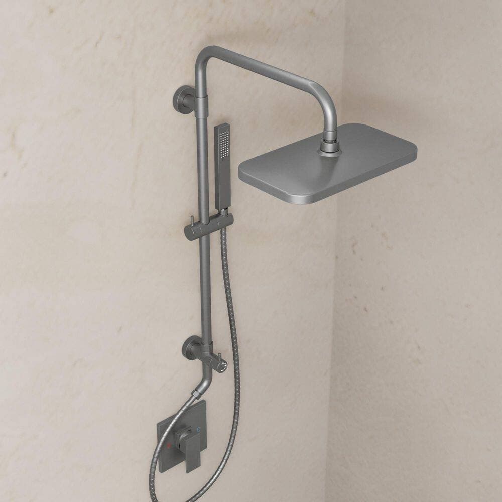 YAWWALK Single Handle 3-Spray Rectangle High Pressure Wall Bar Shower Faucet System 2.5 GPM with 2 Modes Head in Brushed Nickel (2)