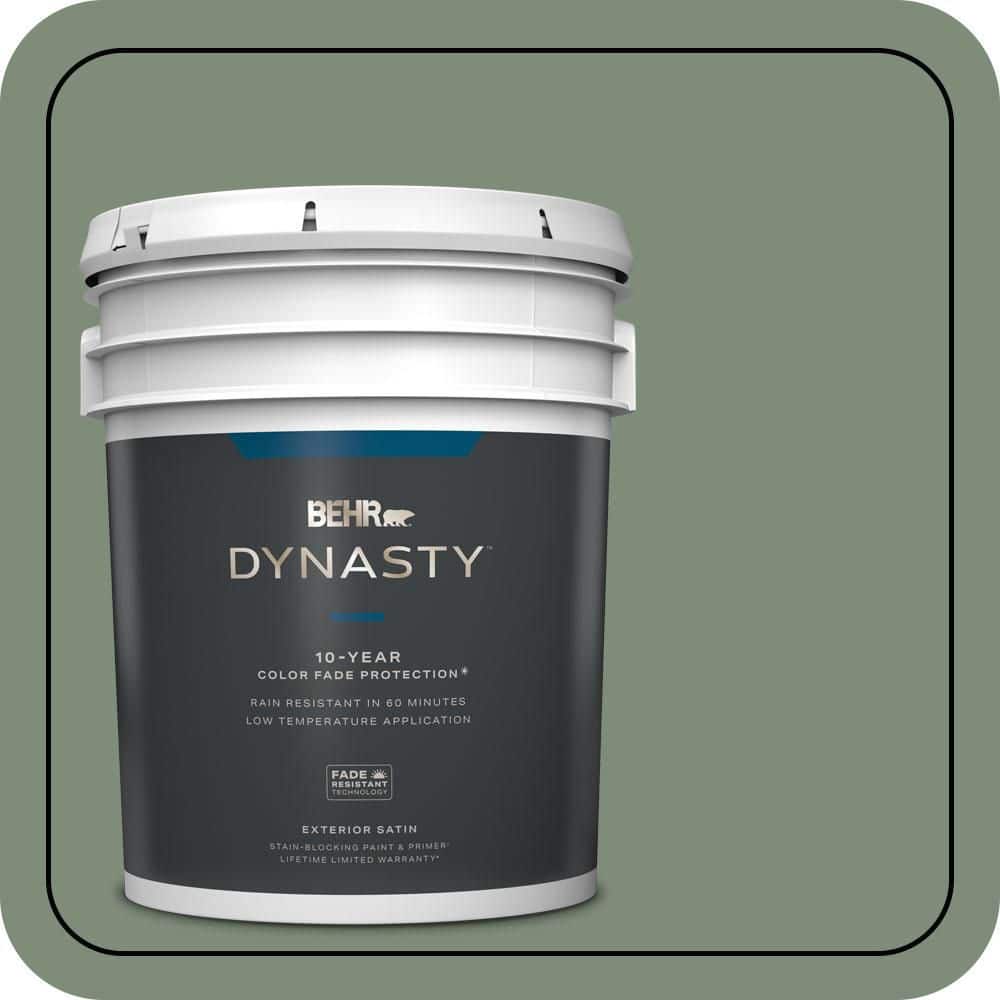 BEHR DYNASTY 5 gal. #450F-5 Amazon Moss Satin Enamel Exterior Stain-Blocking Paint & Primer