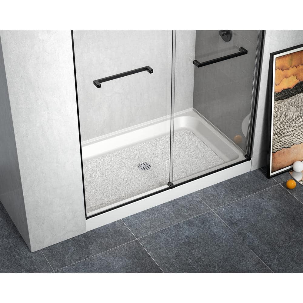 Unbranded 60 in. L x 36 in. W Acrylic Single Threshold Shower Base Pan with Center Drain in Glossy White (3)