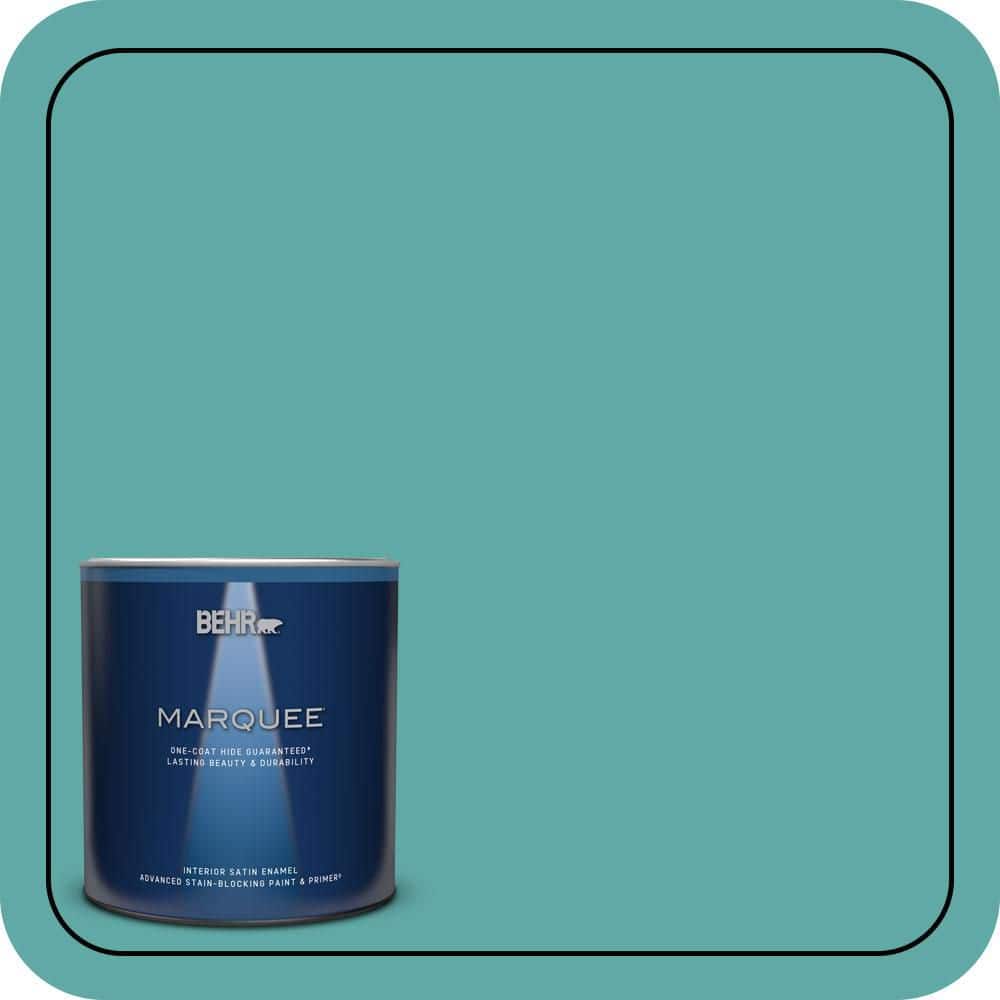 BEHR MARQUEE 1 qt. #500D-5 Teal Zeal Satin Enamel Interior Paint & Primer