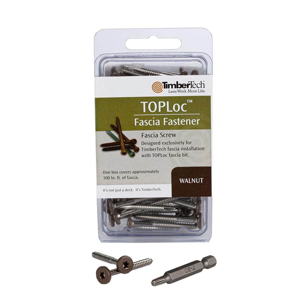 TimberTech TOPLoc Composite Deck Screw for Fascia Walnut 80 LF (100 1-3/4 in. #8 Torx Wafer Head Screws, 1-Bit)
