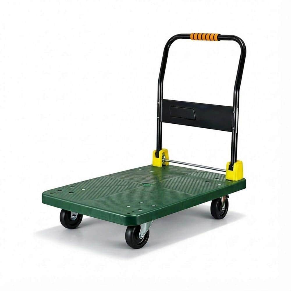 Miscool 440 lbs. Capacity Platform Truck Flatbed Cart Heavy Duty Steel Foldable Push Cart Dolly with Swivel Wheels for Moving (2)