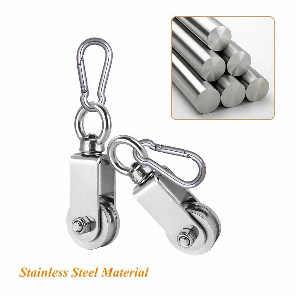 Unbranded 10 in. Flat Round Stainless Steel Swivel Roller Double Bearings Smooth Rotation Door Roller Assembly 2 Pieces (3)
