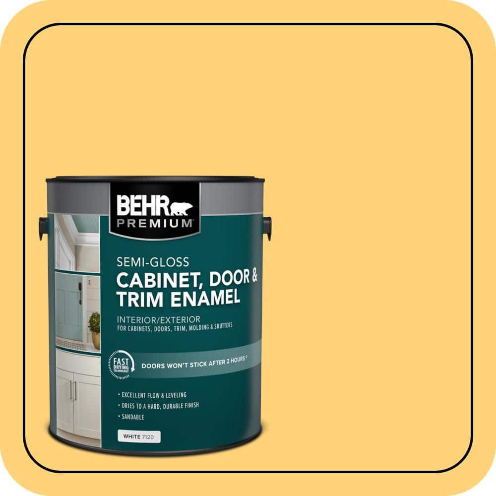 BEHR PREMIUM 1 gal. #P260-5 Yellow Jubilee Semi-Gloss Enamel Interior/Exterior Cabinet, Door & Trim Paint (1)