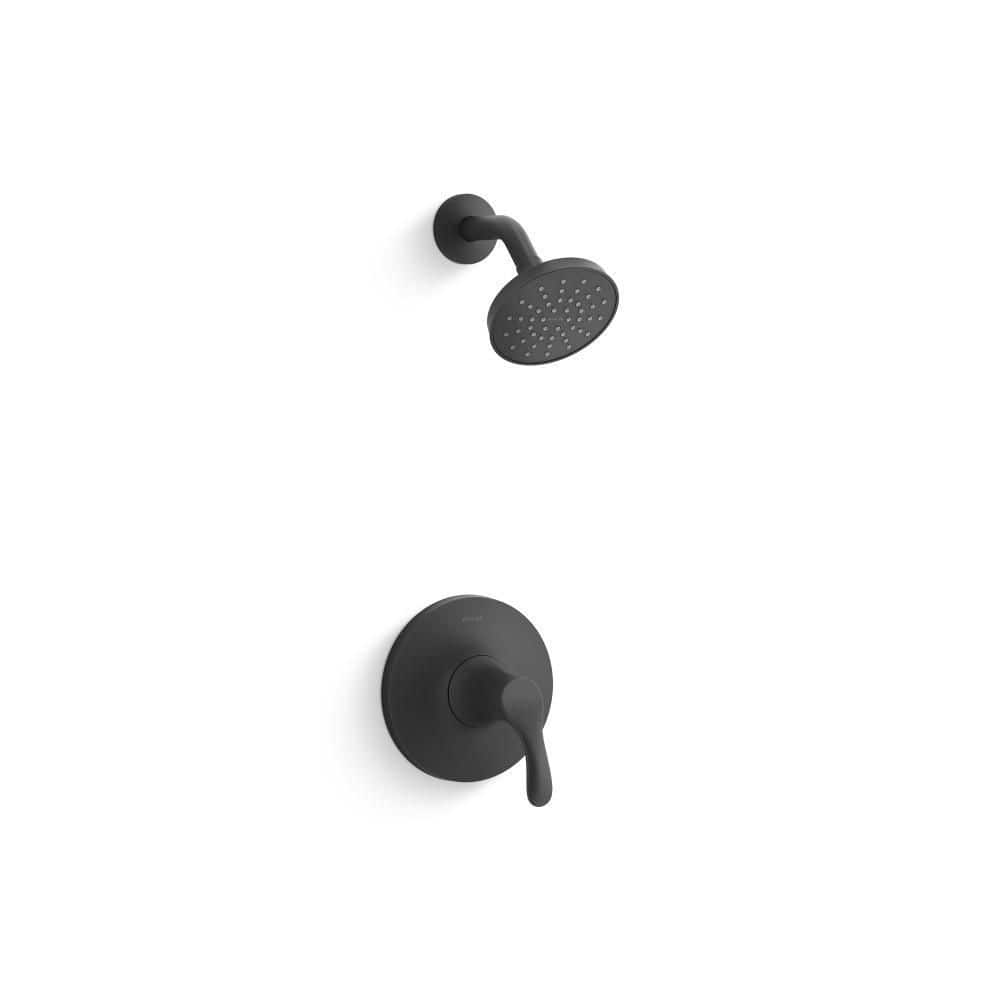 KOHLER Simplice 1-Handle Shower Faucet Trim Kit in Matte Black (Valve Not Included) (1)