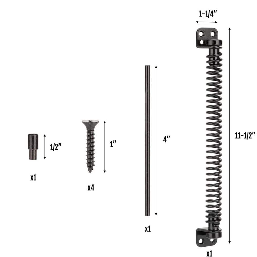 Unbranded Self Closing Heavy Duty Gate Spring 11-1/2 Adjustable Tension Outdoor Metal Door Closer for Wooden Vinyl Fence Black (2)