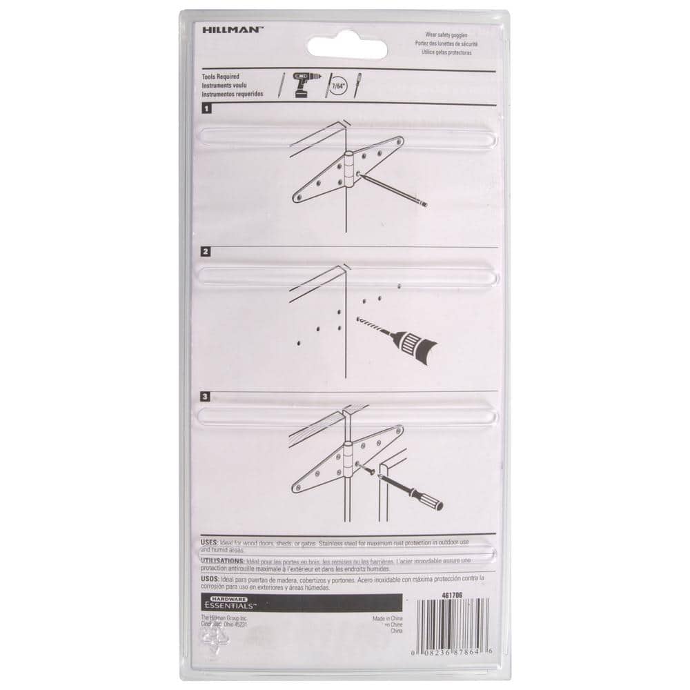 Hardware Essentials 6 in. Stainless Steel Heavy Strap Hinge (5-Pack) (3)