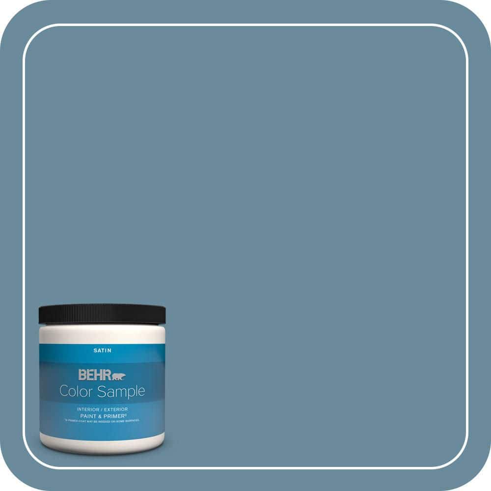 BEHR PREMIUM PLUS 8 oz. #550F-5 Winter Lake Satin Enamel Interior/Exterior Paint & Primer Color Sample