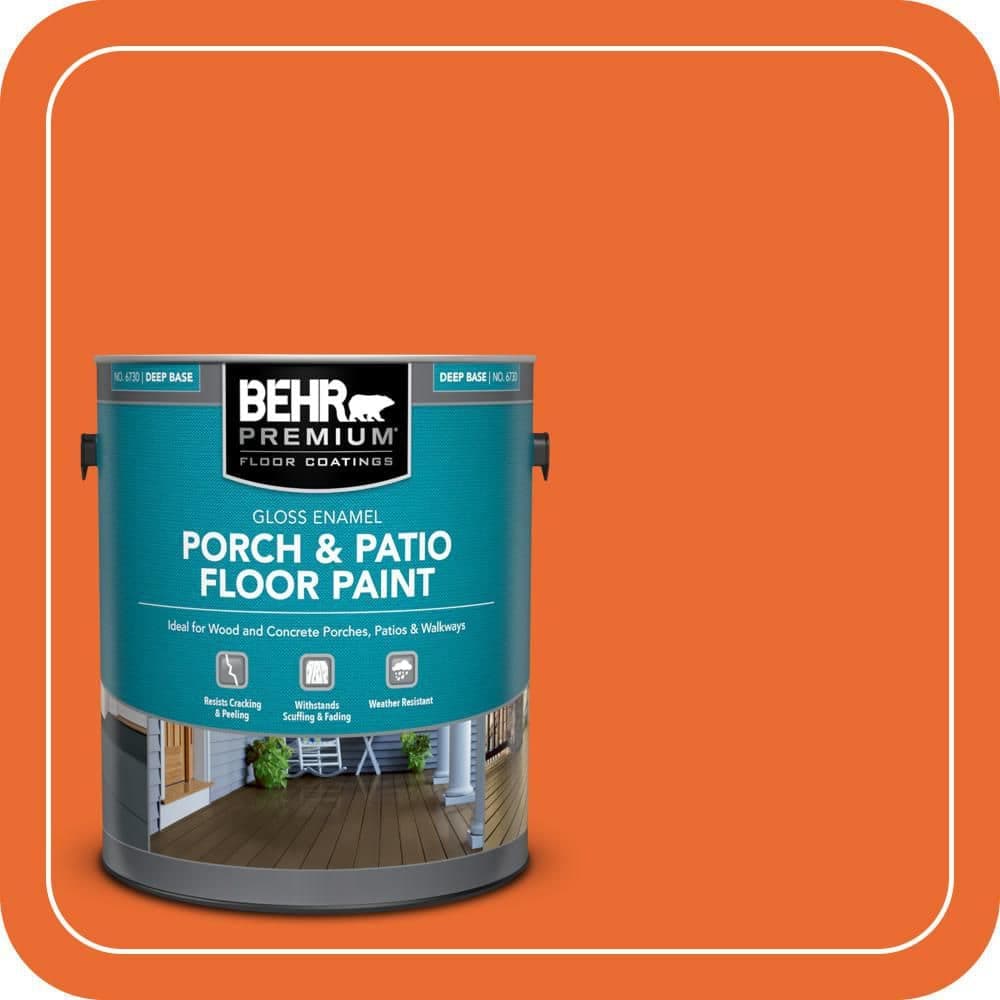 BEHR PREMIUM 1 gal. #220B-7 Electric Orange Gloss Enamel Interior/Exterior Porch and Patio Floor Paint
