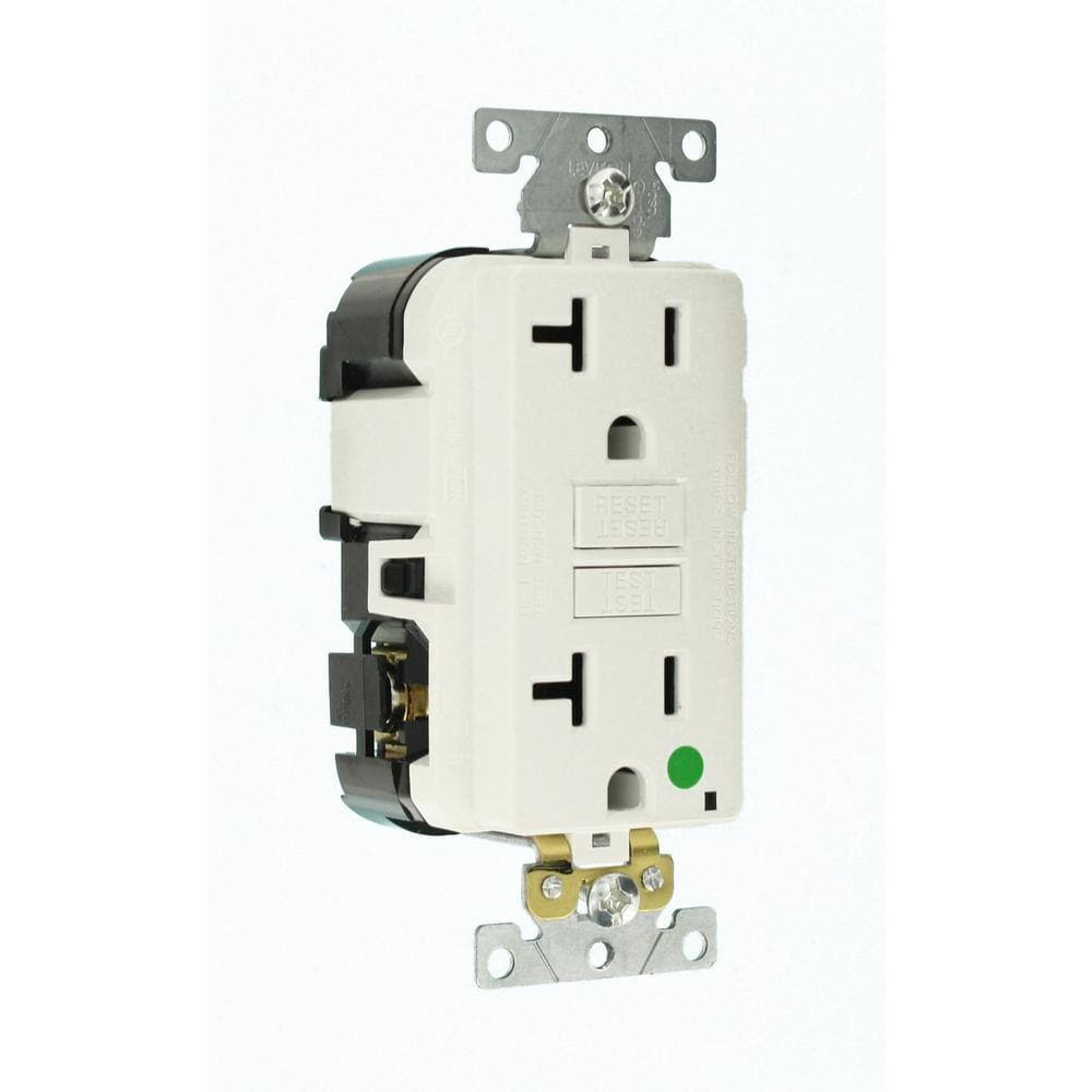 Leviton 20 Amp Lev-Lok Modular Wiring Device SmartlockPro Hospital Grade Extra Heavy Duty GFCI Outlet, White MGFN2-HGW (2)