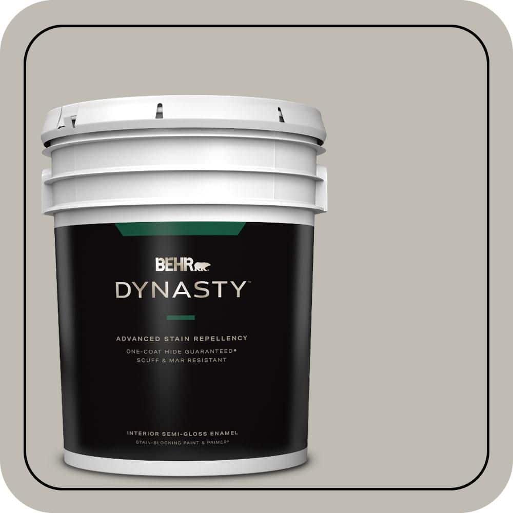 BEHR DYNASTY 5 gal. #MQ6-23 Pumice One-Coat Hide Semi-Gloss Enamel Interior Stain-Blocking Paint & Primer