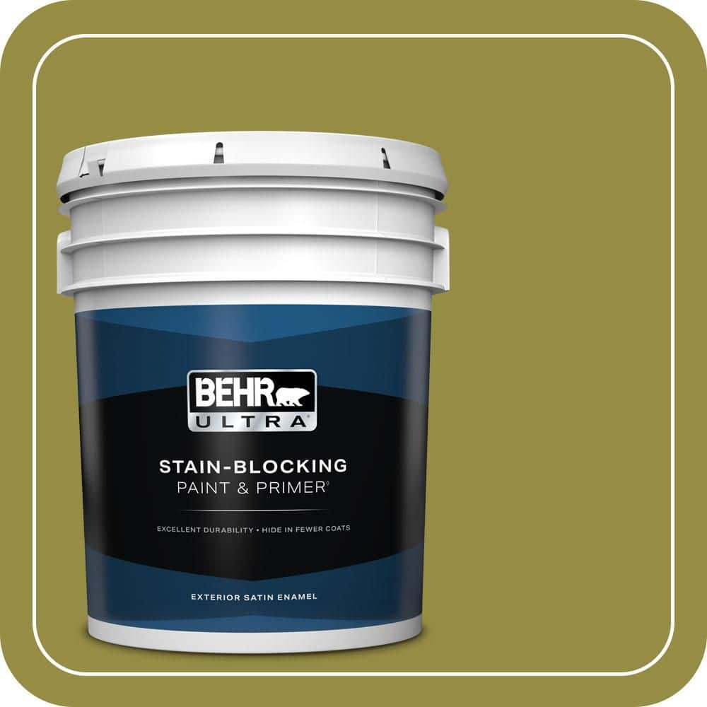 BEHR ULTRA 5 gal. #PPU9-03 Retro Avocado Satin Enamel Exterior Paint & Primer