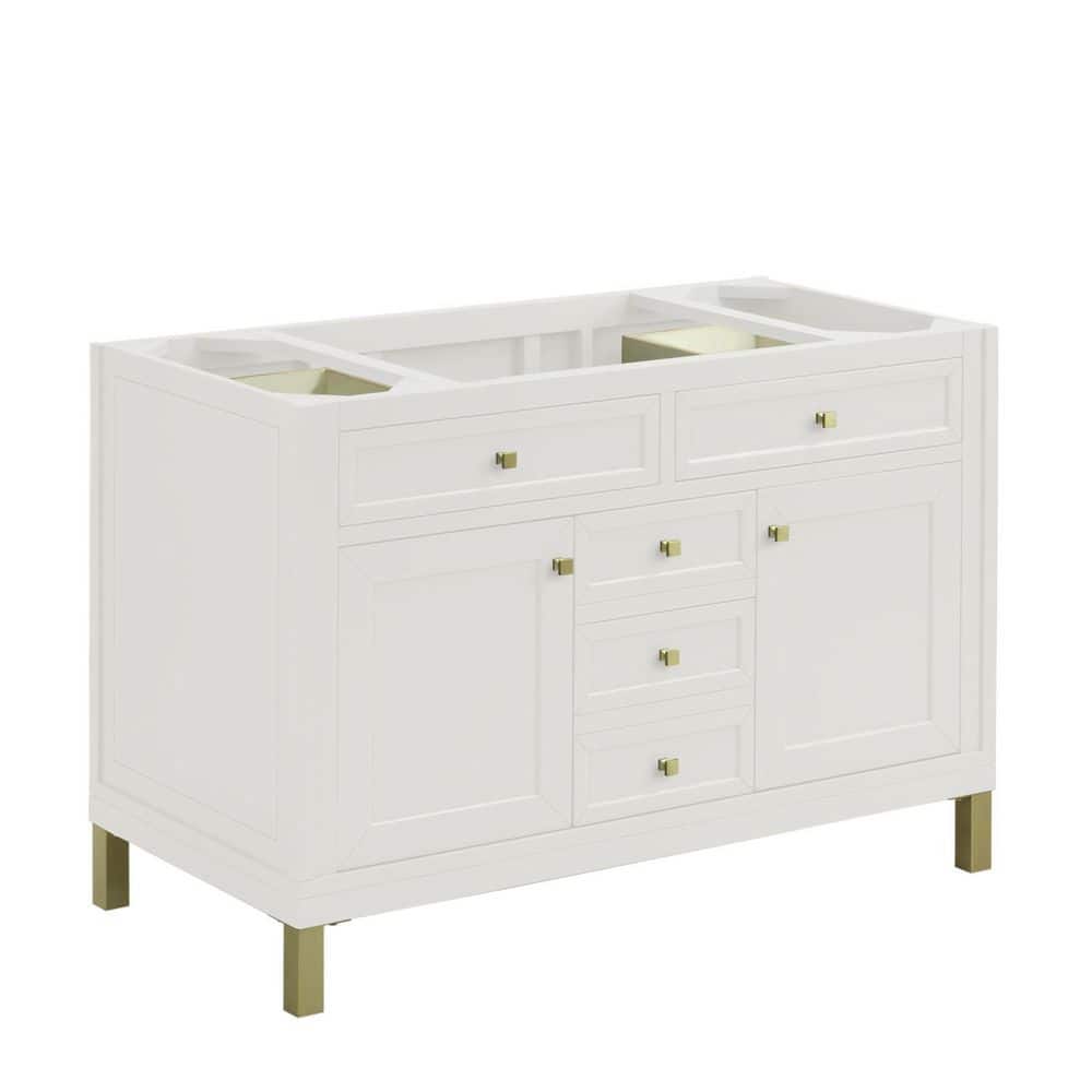 James Martin Vanities Chicago 47.9 in. W x 23.3 in. D x 32.6 in. H Single Bath Vanity Cabinet Without Top in Glossy White (3)