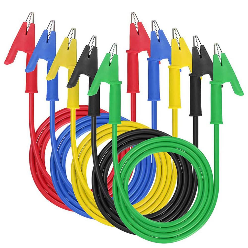 Yichuhaoxi Flexible Electrical Test Lead Wires Dual Ended Alligator Clips with Insulators Copper Clamps Red Black 5-Pack (1)