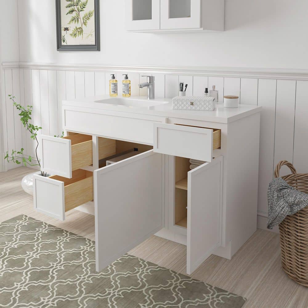 Vanity Art Colton 2-Door and 3-Drawer Freestanding Shaker Bathroom Vanity Cabinet (No Top) — Unassembled (4)