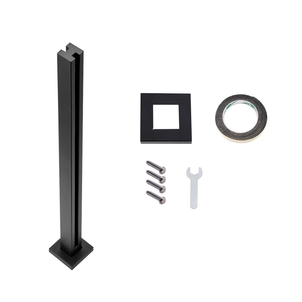 SVOPES Glass Clamp, 4.13 in. H x 4.13 in. W, Black, Tall Stainless Steel Railing Bracket for Tempered Glass, Stair Railing Kit (1)
