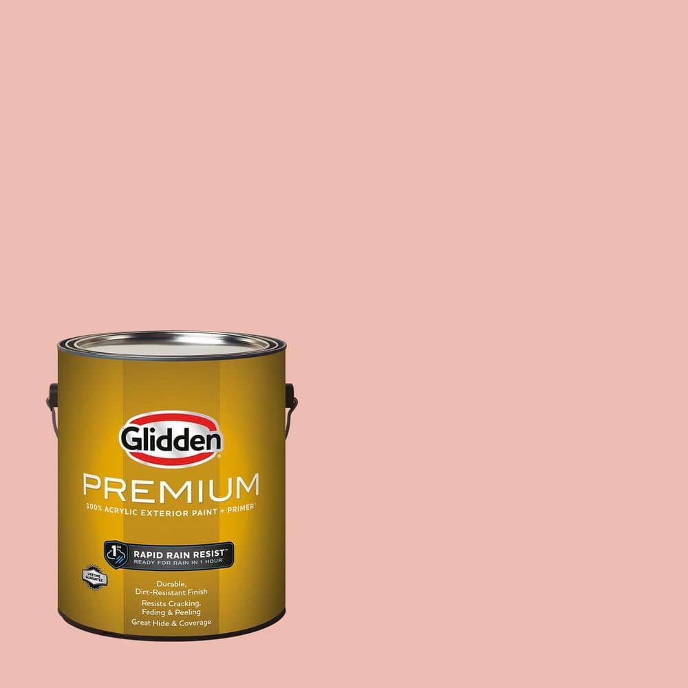 Glidden Premium 1 gal. PPG1063-4 Georgia Peach Semi-Gloss Exterior Latex Paint