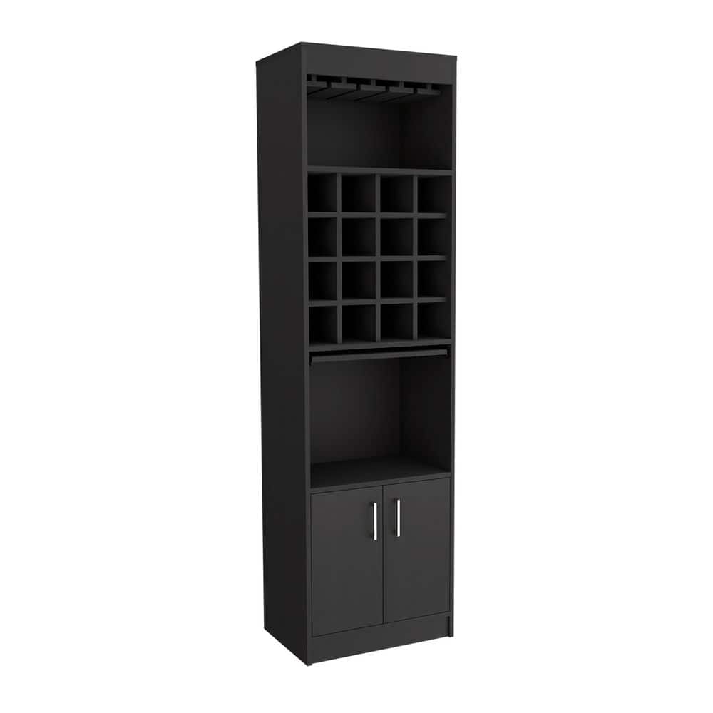 Tahanbath 13.30 in. W x 20 in. D x 71.10 in. H Black Particle Board Freestanding Linen Cabinet w/2-Shelves in Black (1)